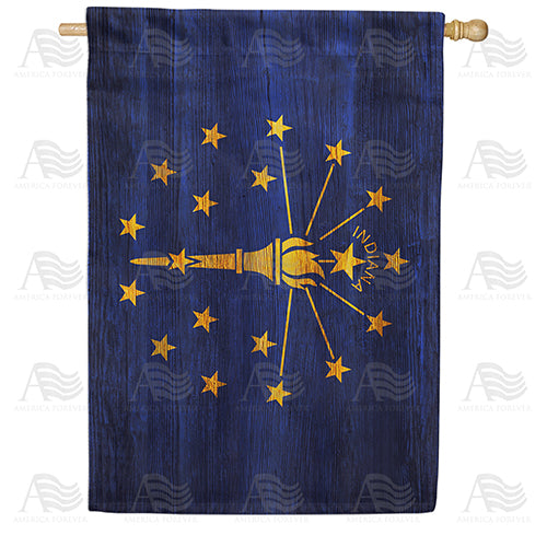 America Forever Indiana State Wood-Style House Flag