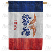 America Forever Iowa State Wood-Style House Flag