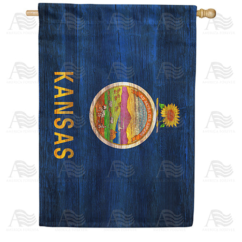 America Forever Kansas State Wood-Style House Flag