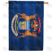 America Forever Michigan State Wood-Style House Flag