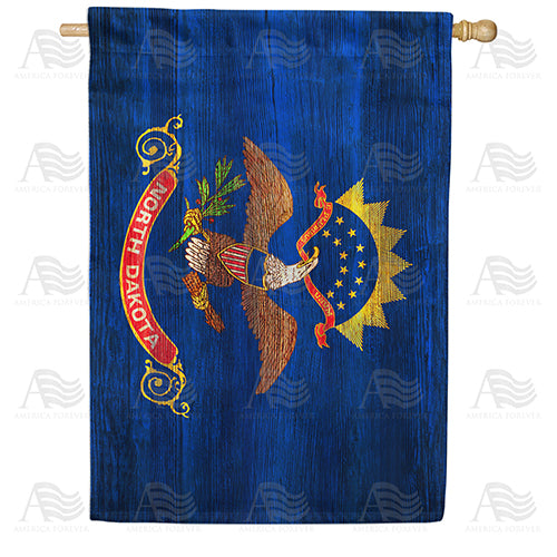 America Forever North Dakota State Wood-Style House Flag