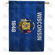 America Forever Wisconsin State Wood-Style House Flag