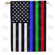 America Forever Thin Green, Red, Blue Line House Flag