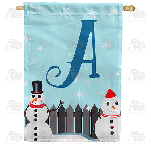 America Forever Let It Snow Backyard Snowmen Monogram House Flag