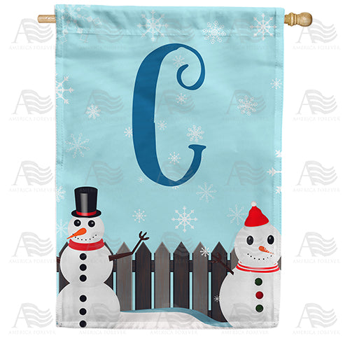 America Forever Let It Snow Backyard Snowmen Monogram House Flag