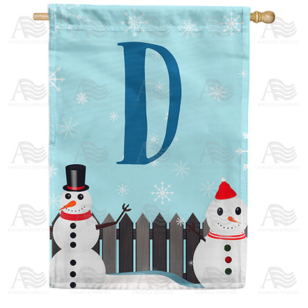 America Forever Let It Snow Backyard Snowmen Monogram House Flag