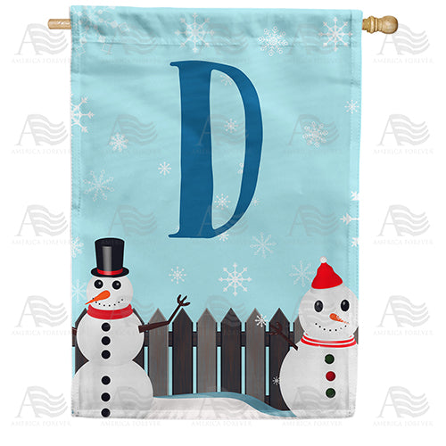 America Forever Let It Snow Backyard Snowmen Monogram House Flag