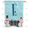 Let It Snow Backyard Snowmen Monogram House Flag