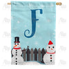 Let It Snow Backyard Snowmen Monogram House Flag