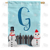 Let It Snow Backyard Snowmen Monogram House Flag