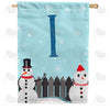 Let It Snow Backyard Snowmen Monogram House Flag