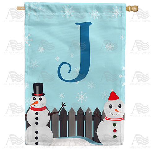 America Forever Let It Snow Backyard Snowmen Monogram House Flag