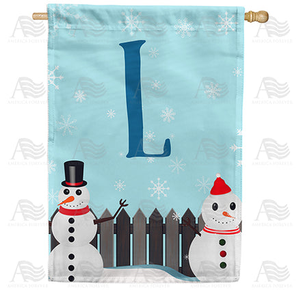 America Forever Let It Snow Backyard Snowmen Monogram House Flag