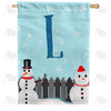 Let It Snow Backyard Snowmen Monogram House Flag