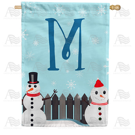America Forever Let It Snow Backyard Snowmen Monogram House Flag