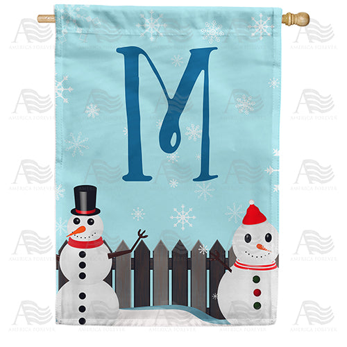 America Forever Let It Snow Backyard Snowmen Monogram House Flag