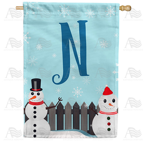 America Forever Let It Snow Backyard Snowmen Monogram House Flag
