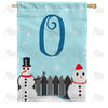 Let It Snow Backyard Snowmen Monogram House Flag
