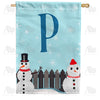 America Forever Let It Snow Backyard Snowmen Monogram House Flag