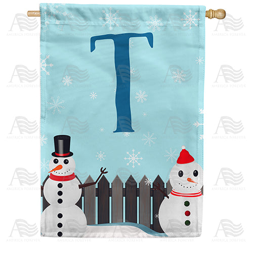 America Forever Let It Snow Backyard Snowmen Monogram House Flag