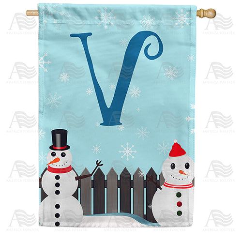 America Forever Let It Snow Backyard Snowmen Monogram House Flag
