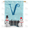America Forever Let It Snow Backyard Snowmen Monogram House Flag