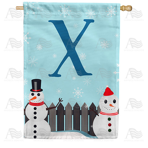 America Forever Let It Snow Backyard Snowmen Monogram House Flag
