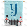 America Forever Let It Snow Backyard Snowmen Monogram House Flag