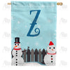 Let It Snow Backyard Snowmen Monogram House Flag
