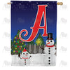 America Forever Snowman Christmas Tree Monogram House Flag