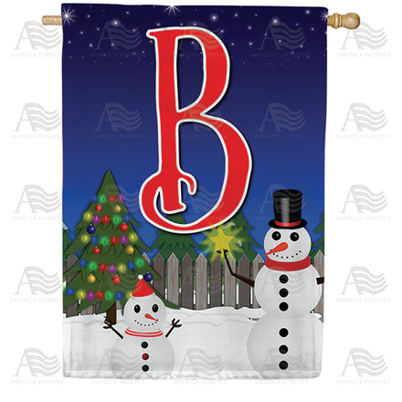 America Forever Snowman Christmas Tree Monogram House Flag