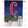 America Forever Snowman Christmas Tree Monogram House Flag