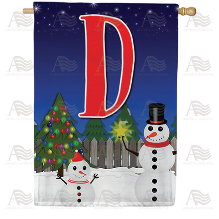 America Forever Snowman Christmas Tree Monogram House Flag