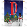 America Forever Snowman Christmas Tree Monogram House Flag