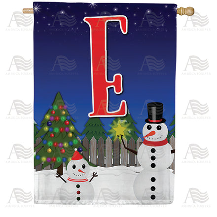 America Forever Snowman Christmas Tree Monogram House Flag
