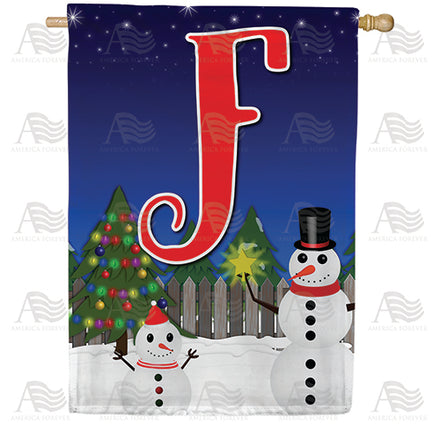 America Forever Snowman Christmas Tree Monogram House Flag
