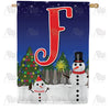America Forever Snowman Christmas Tree Monogram House Flag