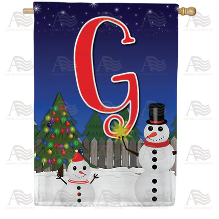 America Forever Snowman Christmas Tree Monogram House Flag