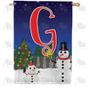 America Forever Snowman Christmas Tree Monogram House Flag