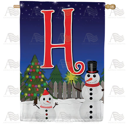 America Forever Snowman Christmas Tree Monogram House Flag