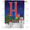 America Forever Snowman Christmas Tree Monogram House Flag