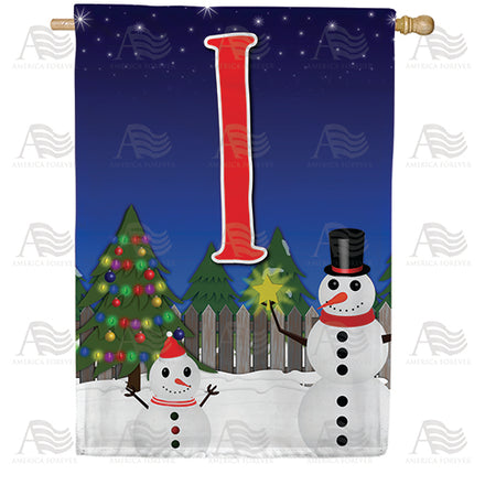 America Forever Snowman Christmas Tree Monogram House Flag