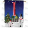 America Forever Snowman Christmas Tree Monogram House Flag
