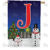 America Forever Snowman Christmas Tree Monogram House Flag