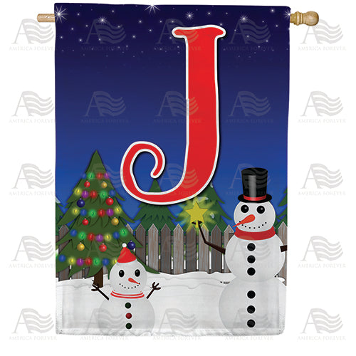 America Forever Snowman Christmas Tree Monogram House Flag
