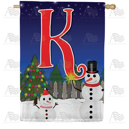 America Forever Snowman Christmas Tree Monogram House Flag