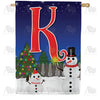 America Forever Snowman Christmas Tree Monogram House Flag
