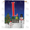 America Forever Snowman Christmas Tree Monogram House Flag