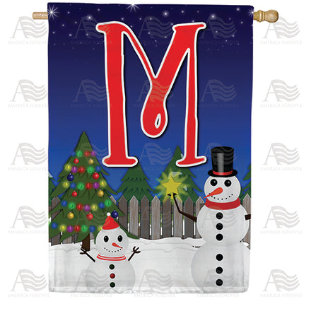 America Forever Snowman Christmas Tree Monogram House Flag