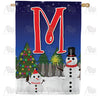 America Forever Snowman Christmas Tree Monogram House Flag